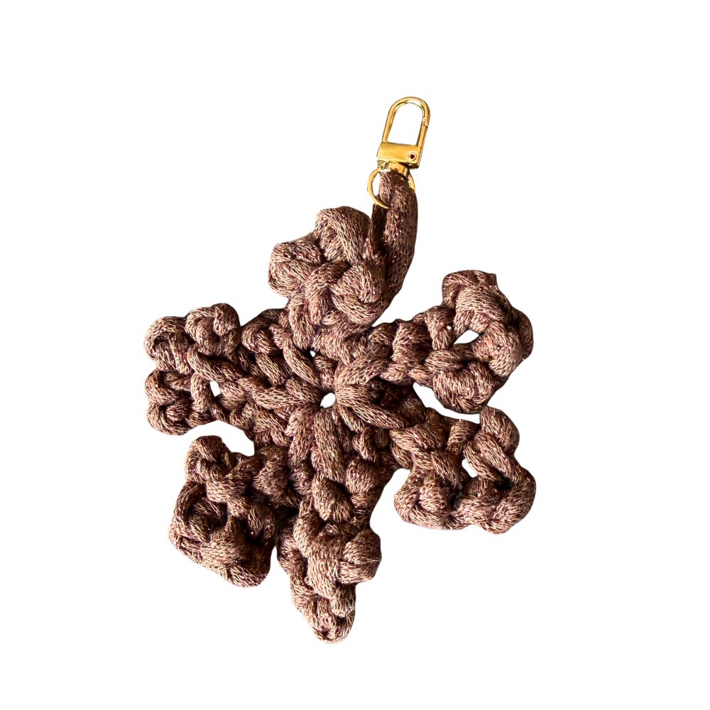 Porte-clé Flocon de neige Marron Pailleté