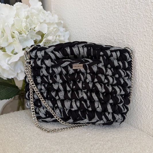 LUMA - Noir et fil pailleté gris argenté