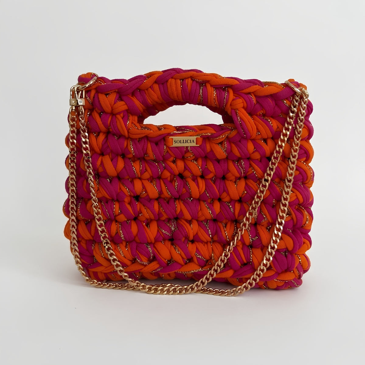 sac en crochet LUMA rose et orange - SOLLICIA