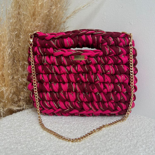 LUMA - Bordeaux et rose fuschia avec fil doré